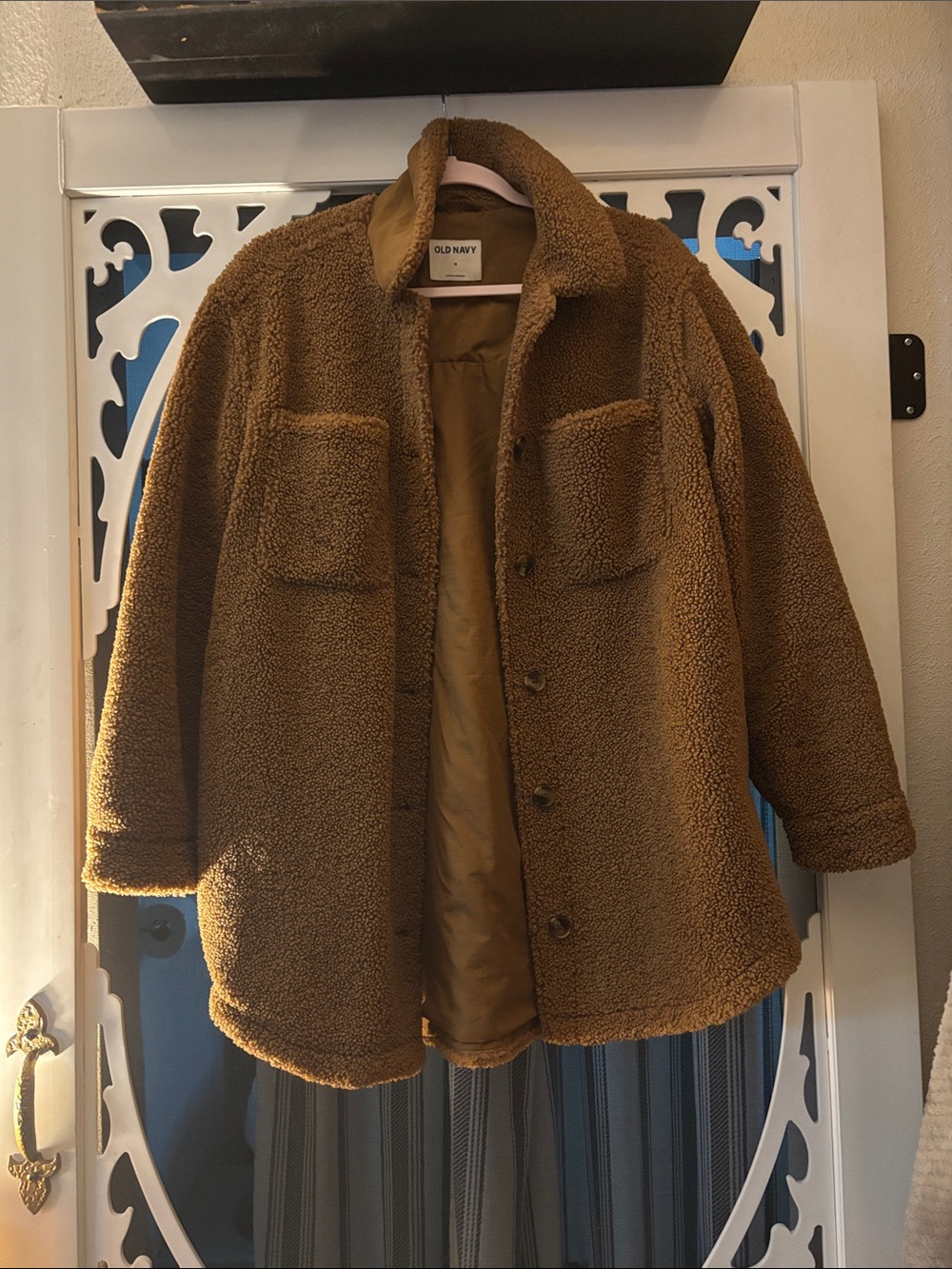 Old Navy Men's Brown Sherpa Shacket Jacket